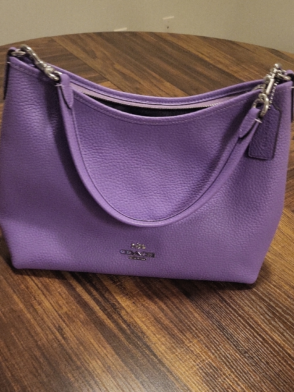 COACH  Purple Pebbled Leather Shoulder Or Crossbody Bag